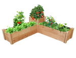 Ninku 1'x4' Corner L Shape Tiered Redwood Raised Garden Bed